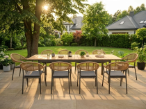 Aluminiowy zestaw ogrodowy 10-osobowy - stół i krzesła - Sovana Avio z plecionką kolor Nature Antracite