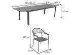 Aluminiowe meble ogrodowe ze stołem 220-280cm + 10 krzeseł Sovana - Antracite