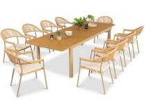 Eleganckie meble tarasowe dla 10 osób z rozkładanym stołem boho Sovana Avio - Cashmere