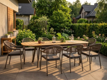 Duży aluminiowy zestaw obiadowy 8 osób - owalny stół rozkładany 200-262cm - Ondaro Sovana - Antracyt