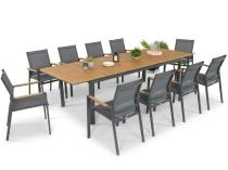 Aluminiowy zestaw mebli ogrodowych obiadowych dla 10 osób, stół 220-280 cm - Avio Ebra – Antracyt