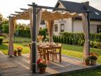Pergola ogrodowa stalowa Hiro 3x3 z zasłonami w zestawie