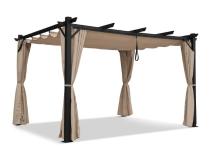 Pergola na taras z zasłonami i materiałowym dachem Hiro 4x4 - Beż