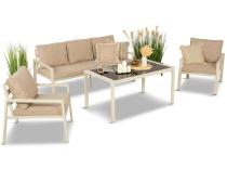 Metalowe jasne meble ogrodowe dla 5 osób Sodor Dining - Cream