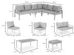Biały narożnik na taras, stół 160cm i 2 pufy - Sodor Corner XL - White