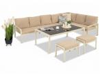Zestaw mebli ogrodowych metalowych ze stołem 160cm i pufami Sodor Corner XXL - Cream