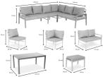 Szary narożnik tarasowy ze stolikiem 120cm i pufami - Sodor Corner XL - Silver