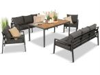 Metalowy zestaw mebli do ogrodu dla 8 osób Sodor Grande - Dark Grey Polywood