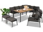 Komplet mebli ogrodowych z narożnikiem i wysokim stołem 160cm, fotelami i pufami Sodor Corner XL - Dark Grey Polywood