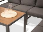 Komplet mebli na taras - narożnik 184x239cm, 2 pufy, stół 120cm - Sodor Corner XL - Dark Grey Polywood