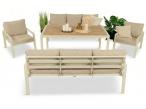Jasne meble tarasowe metalowe z sofami 175cm i wysokim stołem Sodor Grande - Cream Polywood