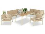 Jasne meble tarasowe metalowe z sofami 175cm i wysokim stołem Sodor Grande - Cream Polywood