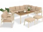 Jasny narożnik ogrodowy z fotelami i pufami Sodor Corner XL - Cream Polywood