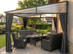Pergola metalowa wolnostojąca z dachem z poliwęglanu i zasłonami 3x4 Tilo