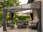 Pergola metalowa wolnostojąca z dachem z poliwęglanu i zasłonami 3x4 Tilo