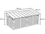 Duża pergola metalowa na taras wolnostojąca 3x6 ze skośnym dachem poliwęglanowym Tilo