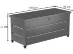 Skrzynia ogrodowa metalowa na kółkach z grubej blachy Horten 155x72 cm - Antracite