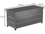 Skrzynia ogrodowa metalowa na kółkach Horten 165x70 cm - Antracite