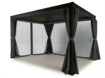 Wąska pergola tarasowa lamelowa 2x4 Nefir 2.0 Antracyt + zasłony i moskitiera, Gartwerk