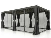 Pergola tarasowa lamelowa 3x6 metalowa Nefir 2.0 Antracyt + zasłony moskitiera, Gartwerk