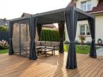 Pergola tarasowa lamelowa 3x6 metalowa Nefir 2.0 Antracyt + zasłony moskitiera, Gartwerk