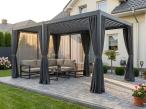 Pergola tarasowa lamelowa 3x6 metalowa Nefir 2.0 Antracyt + zasłony moskitiera, Gartwerk