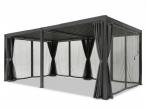 Pergola wolnostojąca lamelowa 4x5 Nefir 2.0 Antracyt z zasłonami i moskitierą, Gartwerk