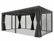 Pergola wolnostojąca lamelowa 4x5 Nefir 2.0 Antracyt z zasłonami i moskitierą, Gartwerk