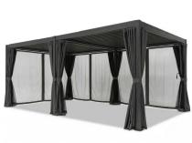 Duża pergola ogrodowa metalowa 4x6 lamelowa Nefir 2.0 Antracyt + zasłony i moskitiera, Gartwerk