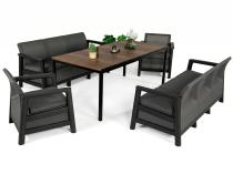 Zestaw na taras Scandi Linea Max Grafit dla 8 osób, imitacja juty, stół 200cm w kolorze orzech