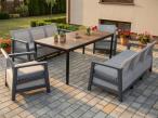 Szare meble dla 8 osób do ogrodu ze stołem 200cm w kolorze orzecha Scali Grande Grey