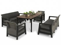 Ażurowy komplet ogrodowy Scali Grande grafit dla 8 osób stół obiadowy 158cm w kolorze orzecha