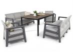 Komplet ogrodowy Scali Grande Grey ze stołem obiadowym 156cm blat orzech