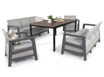 Komplet ogrodowy Scali Grande Grey ze stołem obiadowym 156cm blat orzech