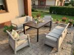 Meble na taras ze stołem obiadowym 156cm w kolorze orzecha Scali Grande Beige