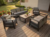 Zestaw ogrodowy dla 7 os. Scali Combo grafit ze stołem regulowanym blat orzech
