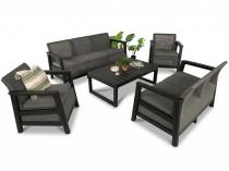 Zestaw mebli ogrodowych Scali Combo 7-os. Grafit imitacja juty stół regulowany