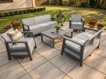 Szare meble ogrodowe dla 7 osób z podnoszonym stołem Scali Combo