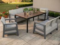 Meble dla 6 osób do ogrodu ze stołem 156cm w kolorze orzecha Scali Fiesta Grey