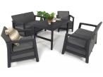 Ażurowe meble tarasowe Scali Fiesta grafit dla 6 osób ze stołem regulowanym