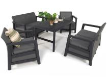 Ażurowe meble tarasowe Scali Fiesta grafit dla 6 osób ze stołem regulowanym