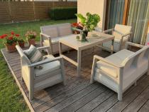 Ażurowe meble na taras z podnoszonym stołem dla 6 osób Scali Fiesta Beige