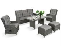 Komplet mebli z technorattanu z regulowanymi fotelami ze stołem 145x85 Fiorento - Antracite