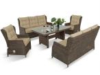 Meble ogrodowe dla 8 osób z sofami, fotelami z regulacją oparcia i wysokim stołem Fiorento Brown