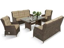 Meble ogrodowe dla 8 osób z sofami, fotelami z regulacją oparcia i wysokim stołem Fiorento Brown