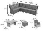 Duży narożnik ogrodowy z fotelami z regulacją oparcia i pufami Fiorento Corner Plus XL - Brown