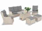 Meble technorattanowe z sofą 178cm, 2 fotelami i stołem z regulacją wysokości Fiorento - Grey