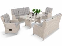 Komplet mebli ogrodowych z technorattanu do ogrodu z regulowanymi krzesłami - Fiorento Dining Grey