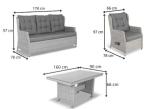Komplet mebli ogrodowych z technorattanu do ogrodu z regulowanymi krzesłami - Fiorento Dining Grey
