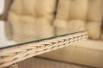 Meble technorattanowe z sofą 178cm, 2 fotelami z regulacją, 2 pufami i stołem obiadowym Fiorento - Beige